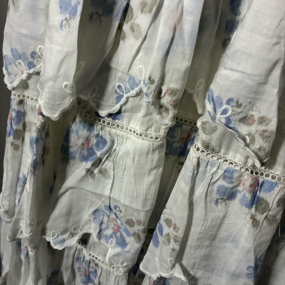LOVESHACKFANCY Valina Maxi Dress Flutter Sleeve floral cotton coquette XS 0/2 - Picture 9 of 15